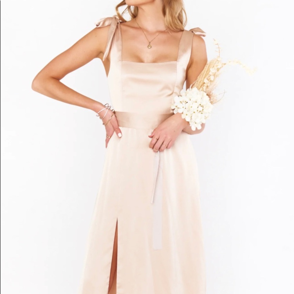 Claire Midi Dress- Champagne luxe Satin